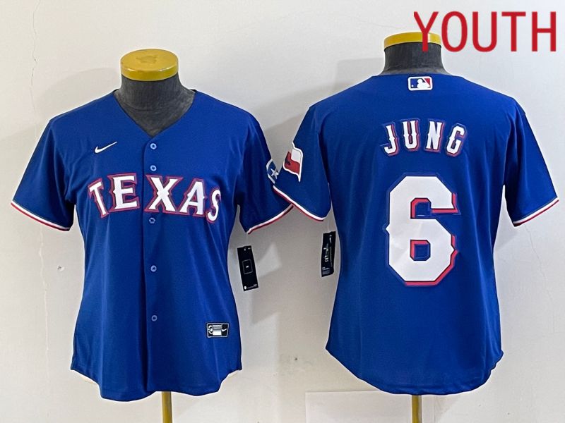 Youth Texas Rangers #6 Jung Blue Nike Game 2024 MLB Jersey style 1->youth mlb jersey->Youth Jersey